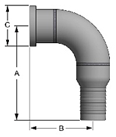 Hose Barb to SAE Flange Head - 90 Degree - 2