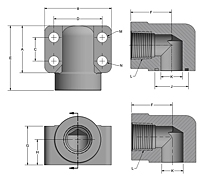 CD61/CD62 Elbow NPTF & SAE Thread 4-Bolt Flanges (W168-12-12) - 2