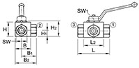 AE3 Series Three-Way Block Body Threaded Ball Valves - 2