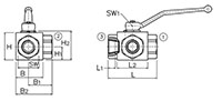 AB3 Series Three-Way Block Body Threaded Ball Valves - 2