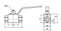 AE2 Series 316 Stainless Steel Two-Way Block Body Threaded Ball Valves - 2